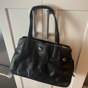Black Leather Iconic Coach Shoulder Bag